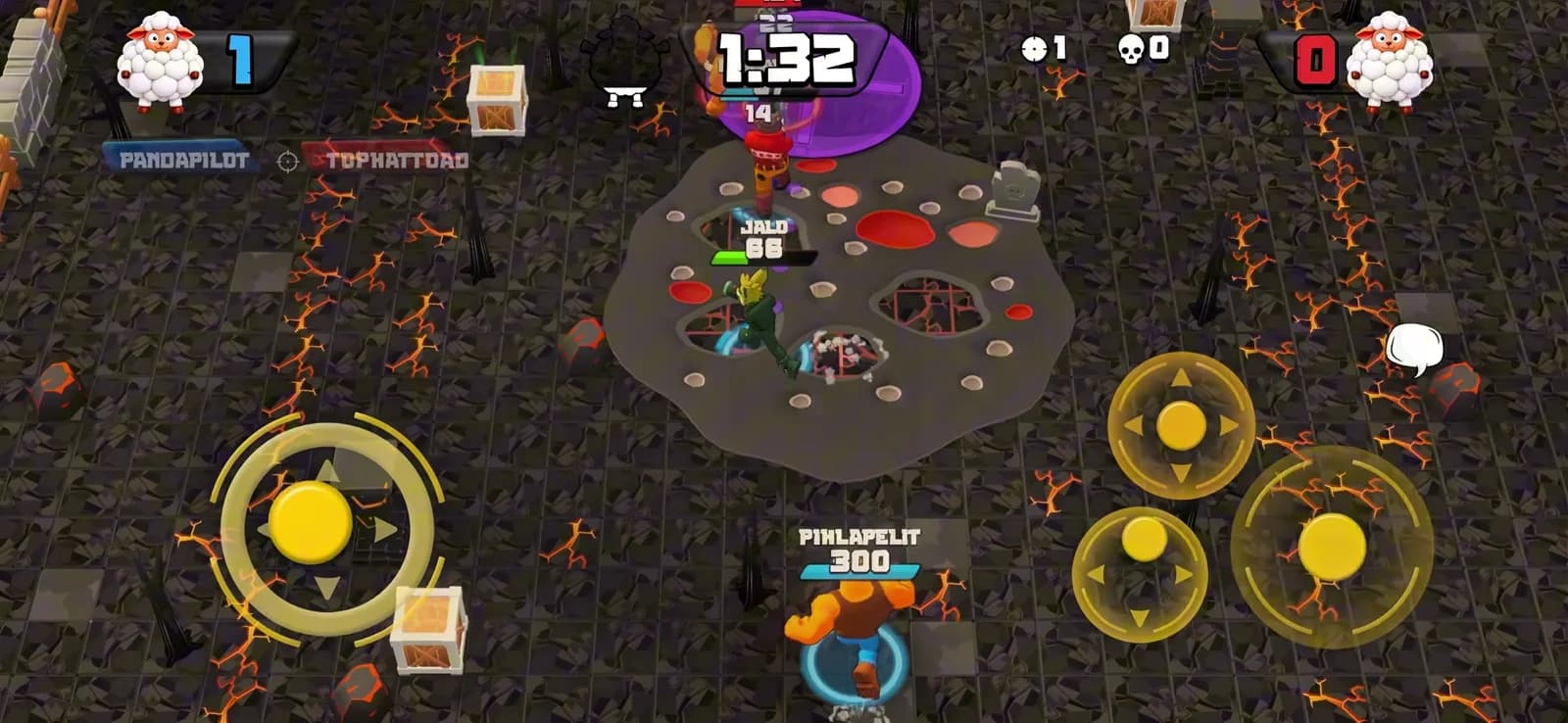 Development gameplay showing a RaivoBull match